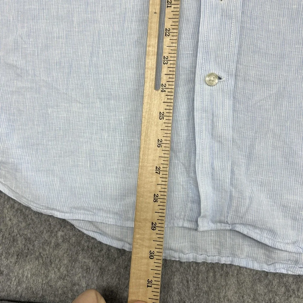 Vineyard Vines Shirt Mens XL Light Blue Striped Classic Tucker Linen Button Down